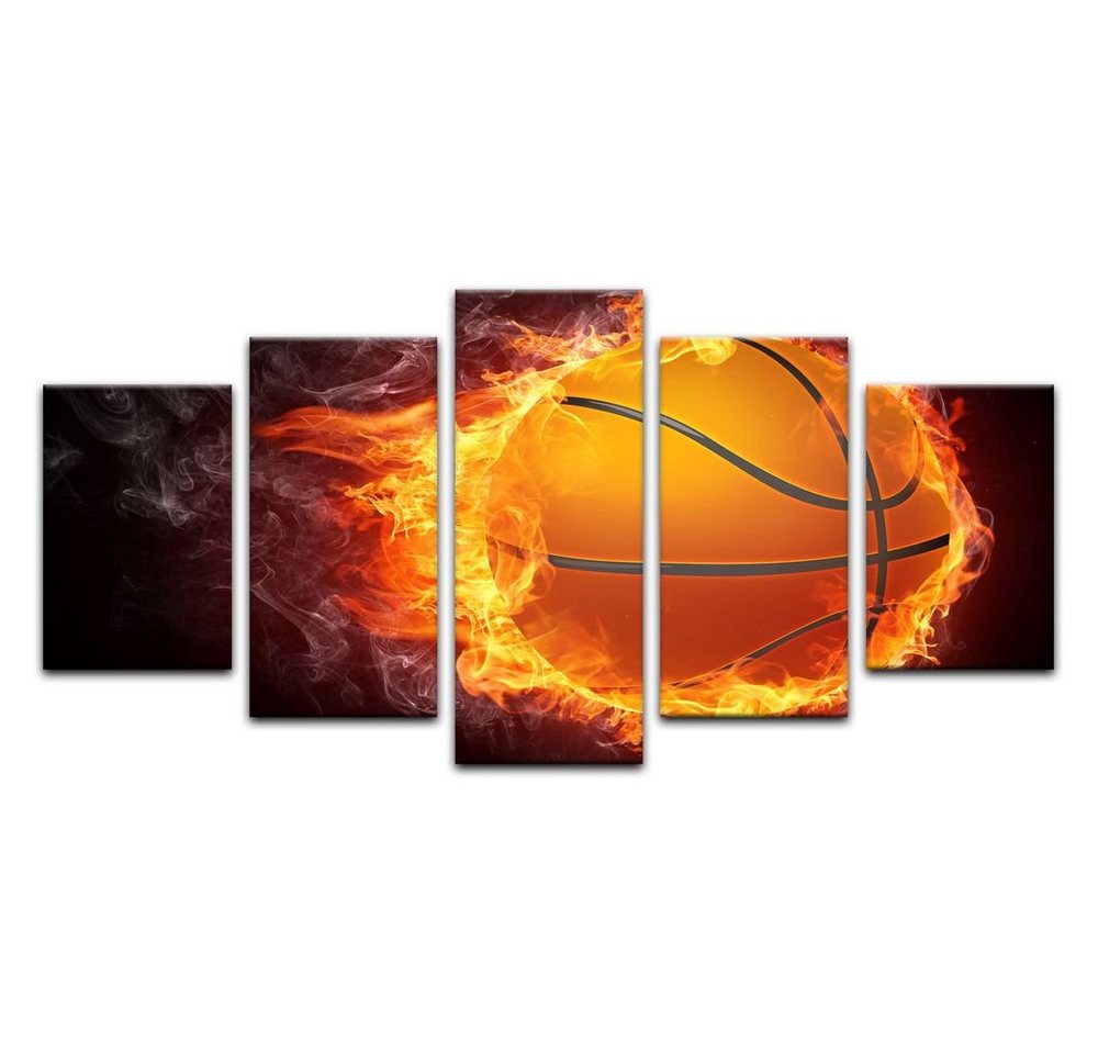 Bilderdepot24 Leinwandbild Basketball Feuer, Sport von Bilderdepot24