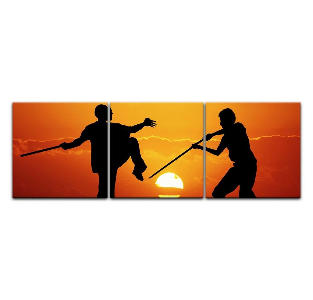 Bilderdepot24 Leinwandbild Silhouette - Kung Fu, Sport von Bilderdepot24