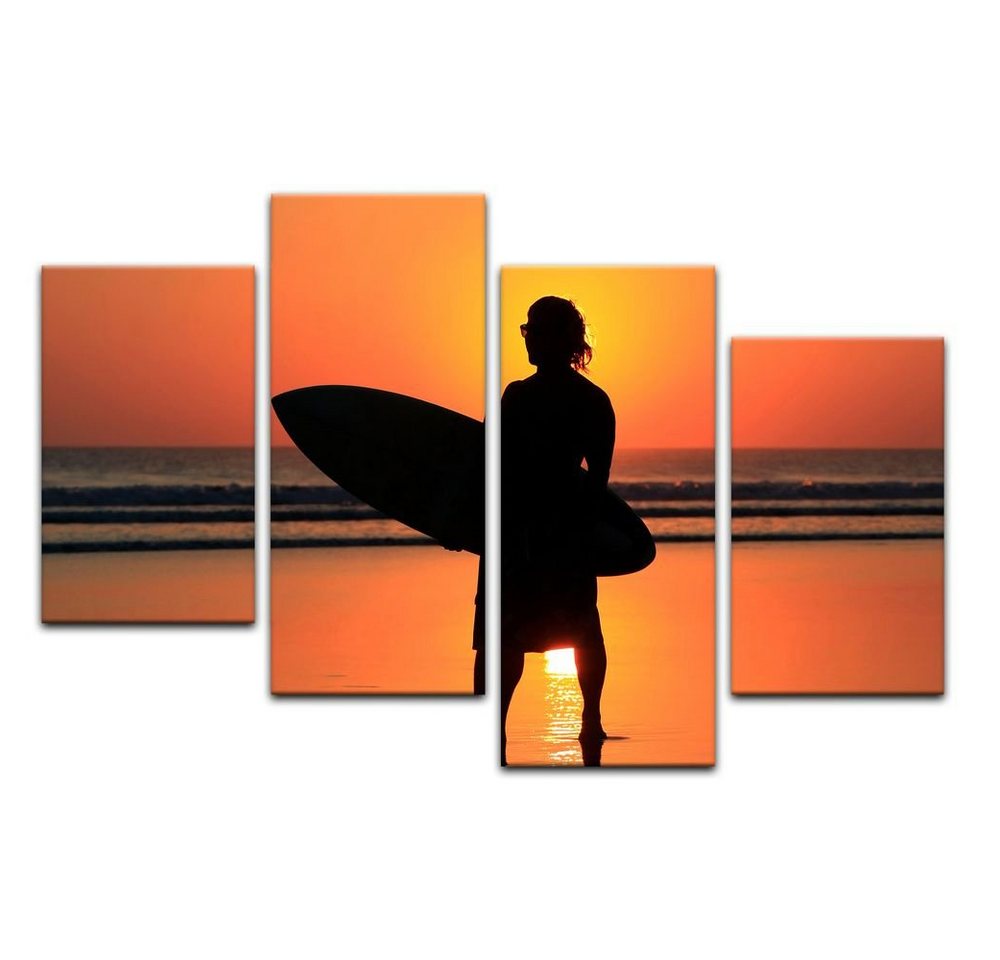 Bilderdepot24 Leinwandbild Surfer im Sonnenuntergang, Sport von Bilderdepot24