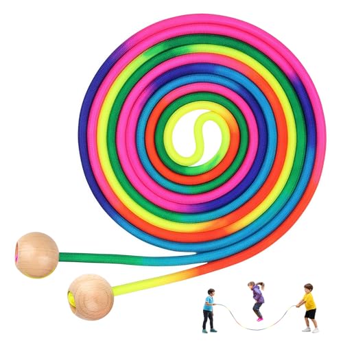 Springseil für Mehrspieler, 5 Meter Langes Springseil Kinder, Seilspringen Lang Mehrspringer mit Hölzerne Kugelgriff, Regenbogenfarben Gruppen Seilspringen für Kinder ab 6,7,8,9 Jahre und Erwachsene Springseil für Mehrspieler, 5 Meter Langes Springseil Kinder, Seilspringen Lang Mehrspringer mit Hölzerne Kugelgriff, Regenbogenfarben Gruppen Seilspringen für Kinder ab 6,7,8,9 Jahre und Erwachsene von Biliant