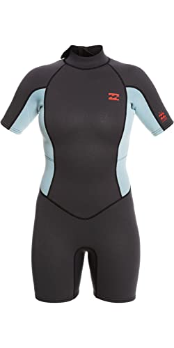 Billabong 2/2mm Launch - Back Zip Short Sleeve Spring Suit for Women - Kurzärmliger Springsuit mit Backzip - Frauen - 8 - Grau von Billabong