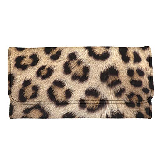 Binienty Modische dreifach gefaltete Damen-Geldbörse, PU-Lederstoff, Reise-Geldbörse, Kartenetui, Clutch, Animal Leopard, Einheitsgröße von Binienty