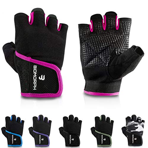 BIOMORPH Trainingshandschuhe für Damen und Herren I Fitness Handschuhe für Krafttraining, Bodybuilding, Crossfit (Hot Pink, 23,5cm - 25,5cm - XL) von BIOMORPH