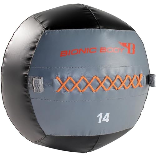 Bionic Body Soft Medicine Ball Weighted Slam Wall Ball for Cardio Workout and Core Training – Ideal for Squat, Lunge, and Partner Toss – 6, 10, 14, 20 lb., 14-Pound von Bionic Body