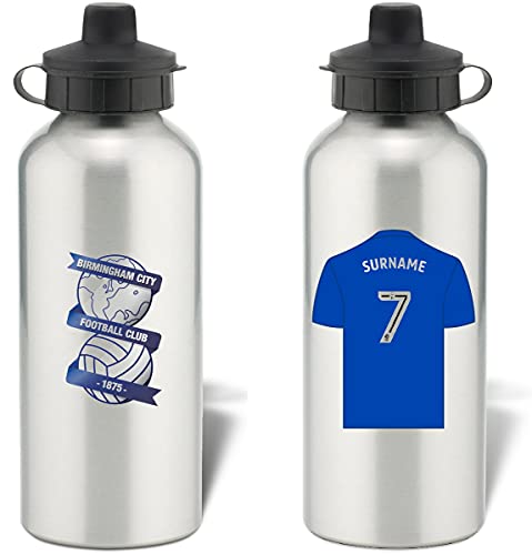 Personalisierbare Wasserflasche aus Aluminium mit Birmingham City FC Trikot-Motiv, Silberflasche von Birmingham City F.C.