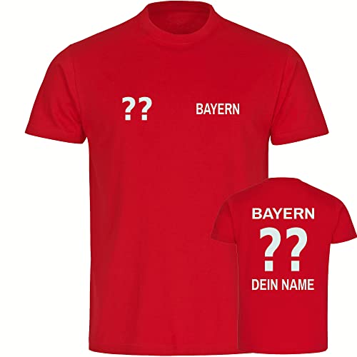 VIMAVERTRIEB® Herren T-Shirt Bayern - Trikot mit Deinem Namen und Nummer - Druck: weiß - Männer Shirt Fußball Fanartikel Fanshop - Größe: L rot von VIMAVERTRIEB