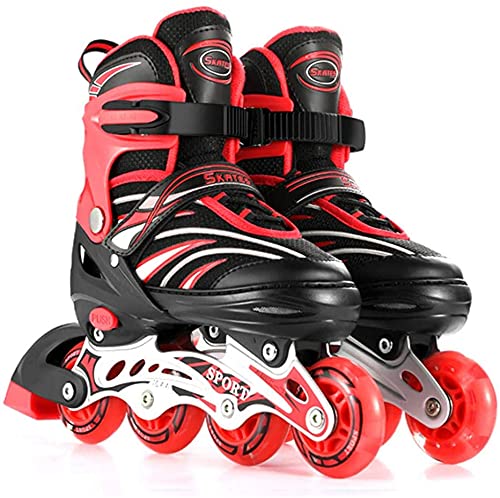 BisQu Mädchen-Rollschuhe, Rollschuhe, Kinder-Rollschuhe, Erwachsenen-Rollschuhe, Anfänger-Rollschuhe, Inlineskates (S:26-33, Rot) von BisQu