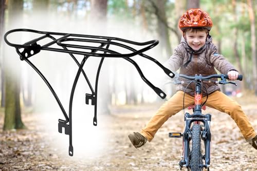 Gepäckträger für 16 Zoll Kinderfahrrad Hinterrad Universal Leichter Stahl schwarz Fahrrad Kinder Rad von BISOMO