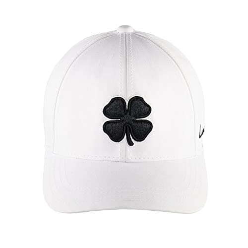 Black Clover Herren Premium Fitted #1 Cap – Weiß mit schwarzem Kleeblatt (weiß, S/M/6 7/8-7 1/4) von Black Clover
