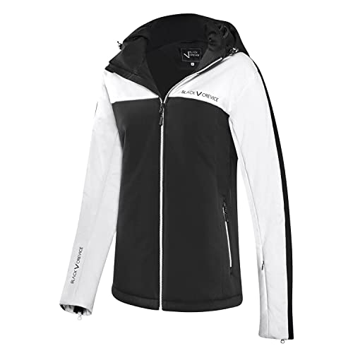 Black Crevice Damen Skijacke, 10.000mm Wassersäule, atmungsaktiv, schwarz/weiß, 42 von Black Crevice