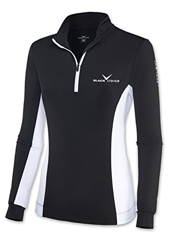Black Crevice Damen Skirolli Zipper Shirt, zweifarbig, schwarz/weiß/weiß, 38 von Black Crevice