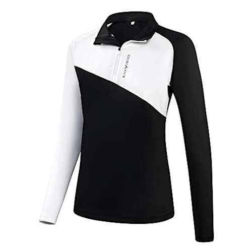 Black Crevice Damen Zipper Funktionsshirt, weiß/schwarz, 40 von Black Crevice
