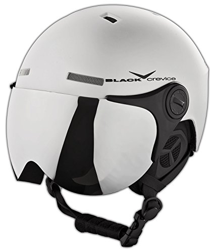 BLACK CREVICE Erwachsenen Skihelm im Pilotenstyle mit zusätzlichem orangem Wechselvisier, Matt Silver/Black von Black Crevice