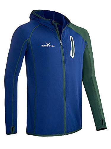 Black Crevice Herren Microfleece Second Layer mit Kapuze, Steel Blue/Forest Green, 3XL von Black Crevice