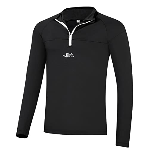 Black Crevice Herren Zipper Funktionsshirt, schwarz, XL von Black Crevice