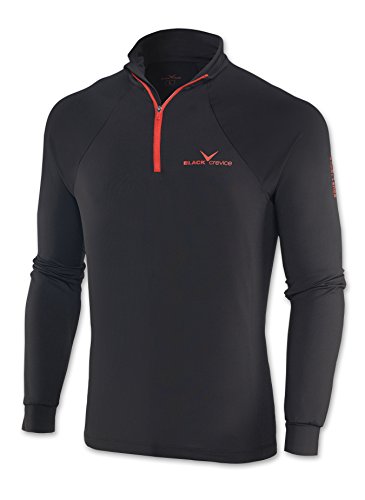 Black Crevice Herren Skirolli Zipper Shirt, schwarz/rot, XL von Black Crevice