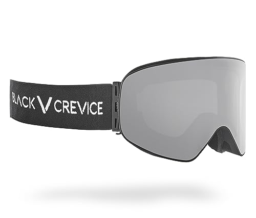 Black Crevice Skibrille, mit zylindrischen Gläsern, Black/Silver Mirror von Black Crevice
