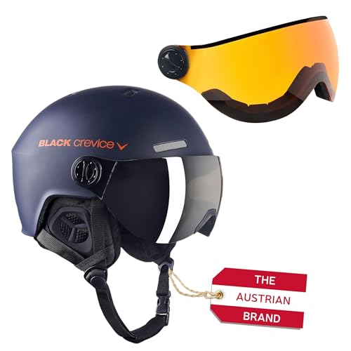 Black Crevice Skihelm Arlberg mit 2 Visier, Navy/orange, S/M von Black Crevice