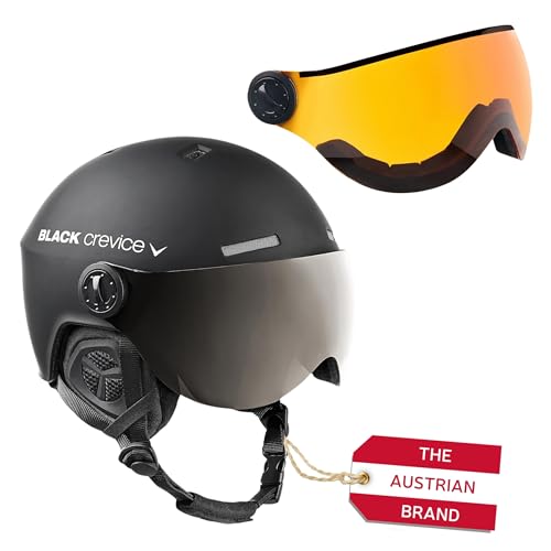 Black Crevice Skihelm Arlberg mit 2 Visier, matt schwarz/grau, M/L (58-61) von Black Crevice