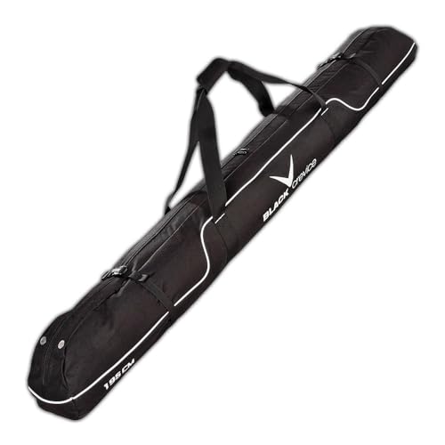 Black Crevice Skitasche I Skisack für 1 Paar Ski & Stöcke I robuste Skibag mit gepolsterten Doppelhaltegriffen I Ski-Tasche mit durchgängigem Doppelreißverschluss I Maße: L180cm x B17 cm x H18cm von Black Crevice