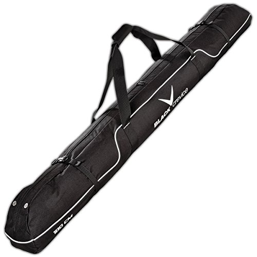 Black Crevice Skitasche I Skisack für 1 Paar Ski & 1 Paar Stöcke I robuste Skibag mit gepolsterten Doppelhaltegriffen I Ski-Tasche mit durchgängigem Doppelreißverschluss I Maße: 180x20x20cm von Black Crevice