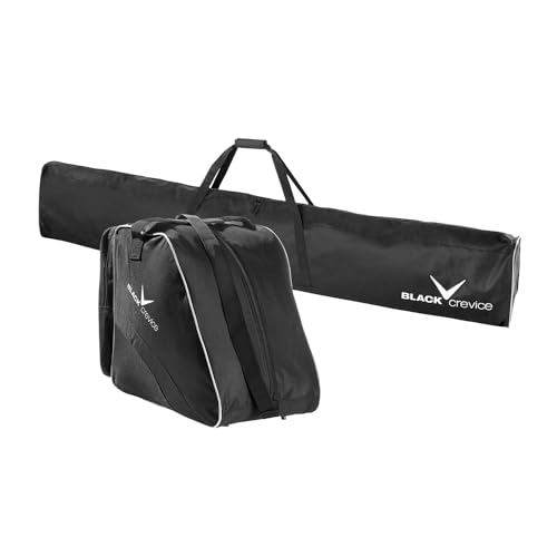 Black Crevice Skitasche-Set I Kombi-Set aus Skisack & Skischuhtasche I Skibag: 190x13x30cm I Skischuhe-Tasche: 45x39x25cm (Schwarz/Silber) von Black Crevice