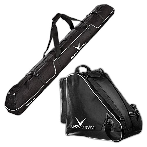Black Crevice Skitasche-Set I Kombi-Set aus Skisack & Skischuhtasche I robuste Skitaschen aus 600D/PVC I Ski-Set mit Schultergurt I Skibag: 180x20x20cm I Skischuhe-Tasche: 43x27x42cm von Black Crevice