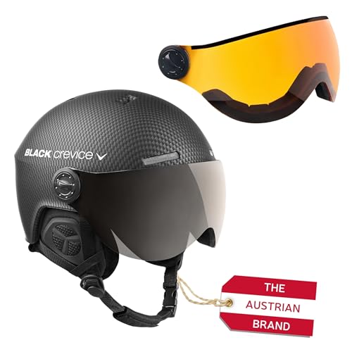 Black Crevice Skihelm Arlberg mit 2 Visier, schwarz Carbon, S (51-53) von Black Crevice