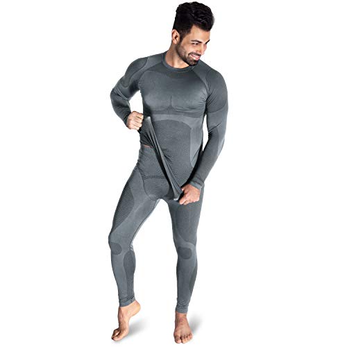 Black Snake Sport Funktionsunterwäsche Set aus Seamless Mikrofaser - Skiunterwäsche - Thermounterwäsche - ohne Nähte Grau M/L von Black Snake