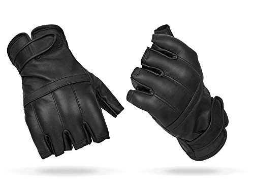 Blacksnake® Halbfinger Defender Handschuhe mit Quarzsandfüllung Fingerlose Einsatzhandschuhe aus Echtleder mit Sandfüllung Schwarz S von Black Snake