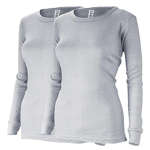 Damen Thermo Unterhemden Set | 2 Langarm Unterhemden | Funktionsunterhemden | Thermounterhemden 2er Pack - Grau - XL von Black Snake