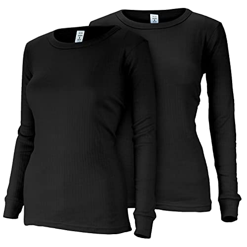 Damen Thermo Unterhemden Set | 2 Langarm Unterhemden | Funktionsunterhemden | Thermounterhemden 2er Pack - Schwarz - L von Black Snake