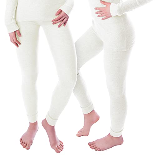 Damen Thermo Unterhosen Set | 2 Lange Unterhosen | Funktionsunterhosen | Thermounterhosen 2er Pack - Creme - M von Black Snake