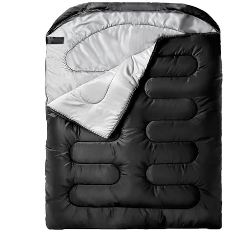 Doppelschlafsack für Erwachsene und Herren, XL, Queen-Size-Größe, 2-Personen-Schlafsack für alle Jahreszeiten, Camping, Wandern, Rucksackreisen, 2-Personen-Schlafsäcke für kaltes Wetter und warm von Blackpongo
