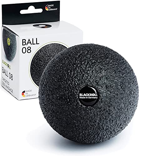 BLACKROLL® BALL 08 Faszienball (8 cm), kleine Faszienkugel für die punktuelle Selbstmassage, Massageball zur Behandlung von Muskelverspannungen, mittlere Härte, Made in Germany, Schwarz von BLACKROLL