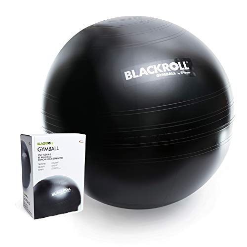 BLACKROLL® GYMBALL, funktionaler Gymnastikball 65 cm, Fitnessball zum Trainieren oder Sitzen, belastbarer Sitzball für Koordinations- und Stabilisationstraining, Made in Germany, Schwarz von BLACKROLL