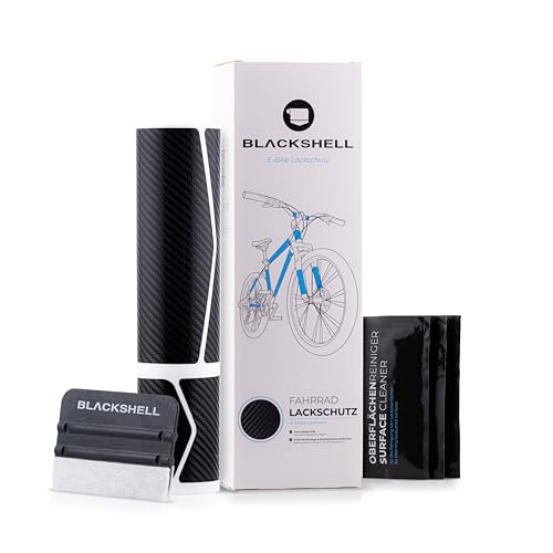 Blackshell® Fahrrad Schutzfolie für E-Bike, Pedelec, Elektrofahrrad - 21-teilig in Carbon Schwarz - starker Rahmenschutz, Steinschlagschutz-Set von Blackshell