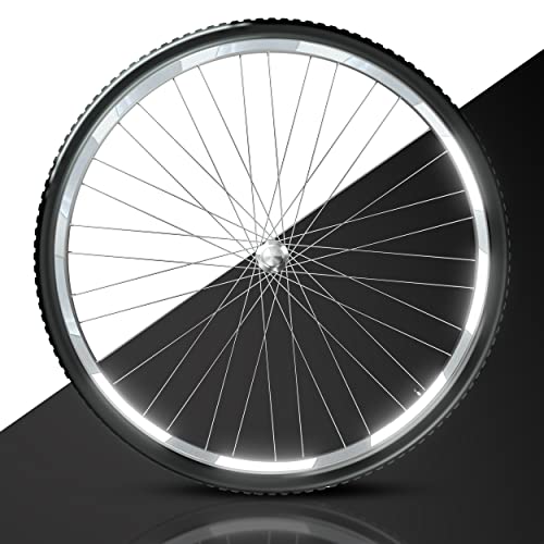 Blackshell® Reflektoren Aufkleber - passgenaues 60 teiliges Fahrrad Aufkleber Set für 27,5 28 und 29 Zoll Felgen - Fahrrad Felgen Aufkleber, Reflektoren Fahrrad in weiß von Blackshell