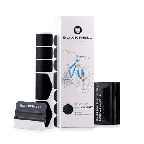Blackshell® Fahrrad Schutzfolie - starker Rahmenschutz für z.B. Trekkingrad, MTB, Rennrad oder E-Bike - 24-teilig in Carbon Schwarz - Steinschlagschutz-Set von Blackshell