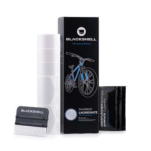Fahrrad Schutzfolie Aufkleber Rahmenschutz für z.B. BMX, MTB, Rennrad oder E-Bike -- 24-teiliges, Transparentes Steinschlagschutz-Set von Blackshell