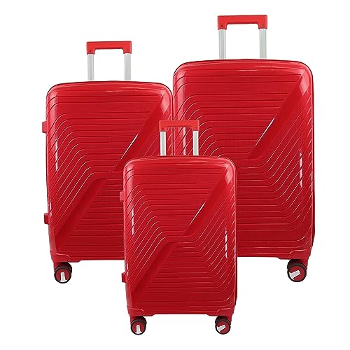 Blade Hartschalen-Koffer Trolley Rollkoffer -3 Teilig Reisekoffer Handgepäck mit Schloss und 4 Rollen, Leichter Gepäck aus Polypropylen - Koffer in Rot (M-L-XL-Set) von Blade