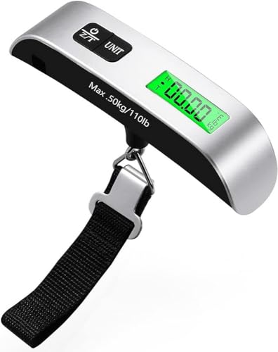 Blendura Kofferwaage Digital mit Haken, Gepäckwaage Travel mit Temperatursensor, Hängewaage Funktion Praktisch für Reisen Freien bis 50KG Grau von Blendura