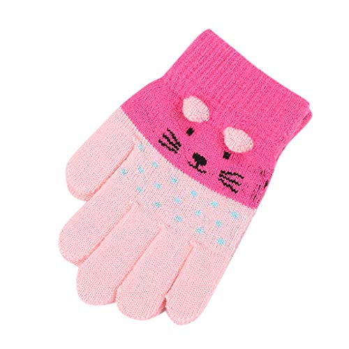 Blingko Kinder Winterhandschuhe Fäustlinge Thermohandschuhe Fingerlos Halb Handschuhe Voller Finger Strickhandschuhe Streifenhandschuhe Arbeitshandschuhe für 3-7 Jahre Jungen Mädchen von Blingko