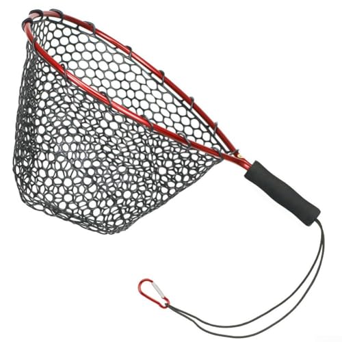Faltbares Silikon-Fischernetz, schnell trocknende Netztasche, Schloss aus Aluminiumlegierung (rot) von BlissfulAbode