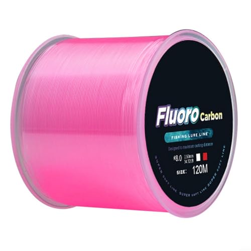 Fluorocarbon-Angelschnur, 120 m, hohe Spannung, glatte Oberfläche, Carbon-Abdeckung, ideal für vielseitiges Angeln, wasserabweisend, 1,9–15,6 kg Spannungsbereich (0,8 Rosa) von BlissfulAbode