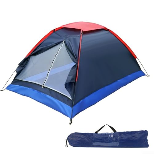 Geräumiges 2-Personen-Campingzelt mit zweilagiger Tür, ideal für Outdoor-Wanderungen und Strandausflüge (Marineblau) von BlissfulAbode