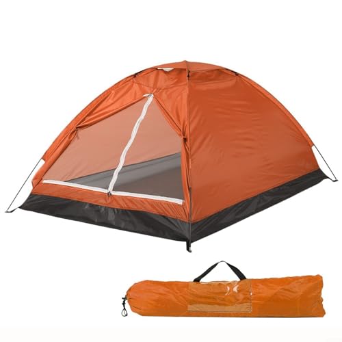 Geräumiges 2-Personen-Campingzelt mit zweilagiger Tür, ideal für Outdoor-Wanderungen und Strandausflüge (Orange) von BlissfulAbode