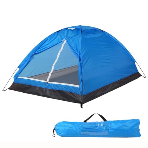 Geräumiges 2-Personen-Campingzelt mit zweilagiger Tür, ideal für Outdoor-Wanderungen und Strandausflüge (blau) von BlissfulAbode