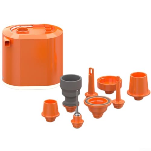 Kompakte Luftpumpe mit LED-Licht, ideal für Camping und aufblasbare Aktivitäten (Orange) von BlissfulAbode