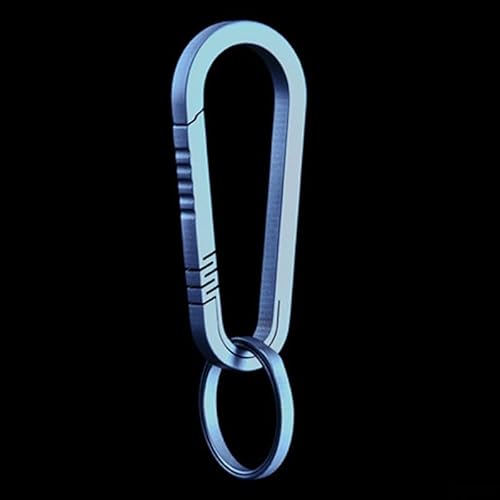 Rostfreier Schlüsselanhänger aus Titanlegierung, Outdoor-Karabiner, leichte Rucksack-Schnalle zum Aufhängen (groß, blau mit Ring) von BlissfulAbode